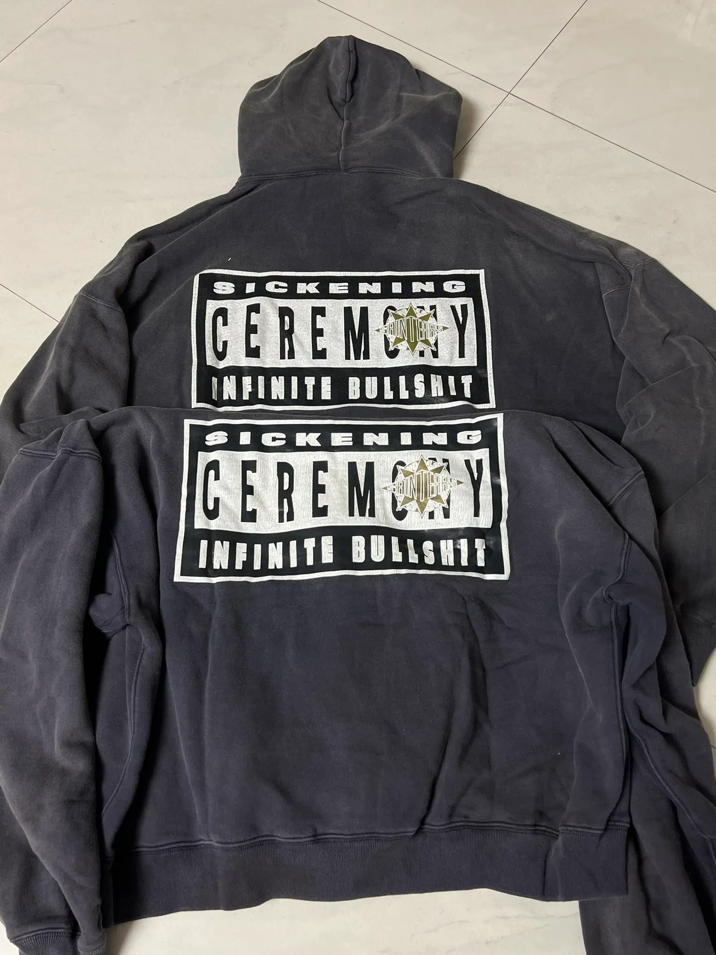 Proofing vS ZP DENIM TEARS x SAINT Mxxxxxx SAINT TEARS Hoodie/BLK Pentagram cotton ripped distressed hoodie washed black S-XL